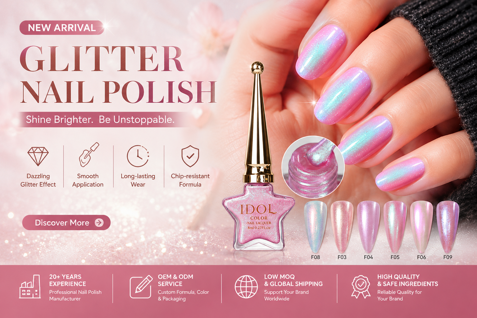 New Arrival: IDOL COLOR Glitter Nail Polish Collection Brings Next-Level Shine to Nail Art
