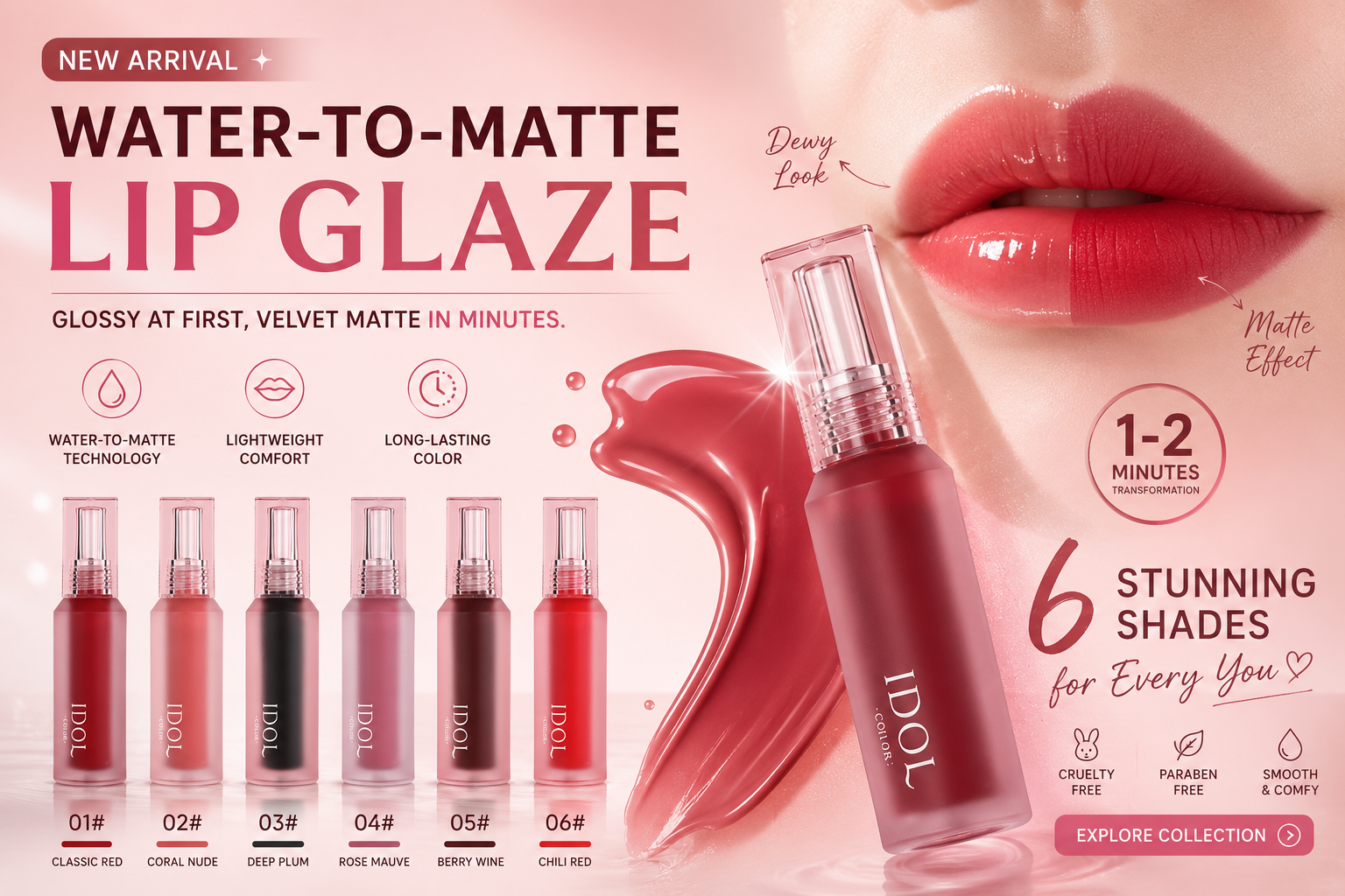 Discover the Beauty of Water-to-Matte Lip Glaze